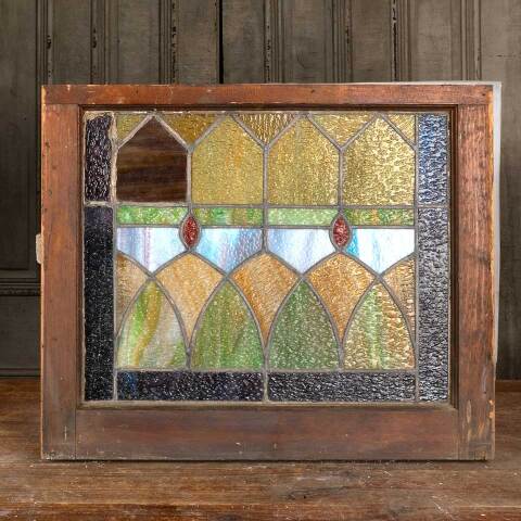 #48359 24x20 Antique Stained Glass Window image 4
