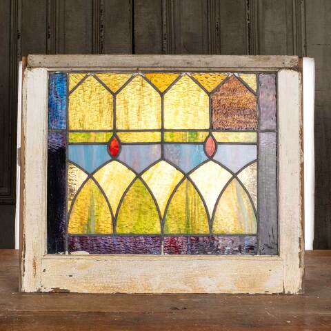 #48359 24x20 Antique Stained Glass Window image 5