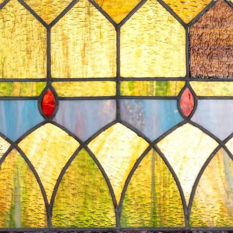 #48359 24x20 Antique Stained Glass Window image 7