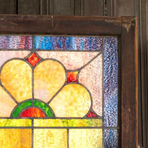 #48362 24x27 Antique Stained Glass Window image 2