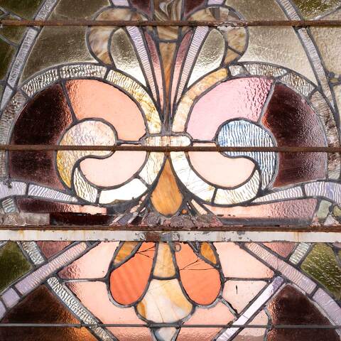 #48409 Antique Pointed Arch Stained Glass Window image 3