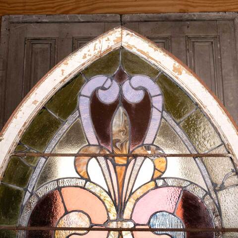 #48409 Antique Pointed Arch Stained Glass Window image 2