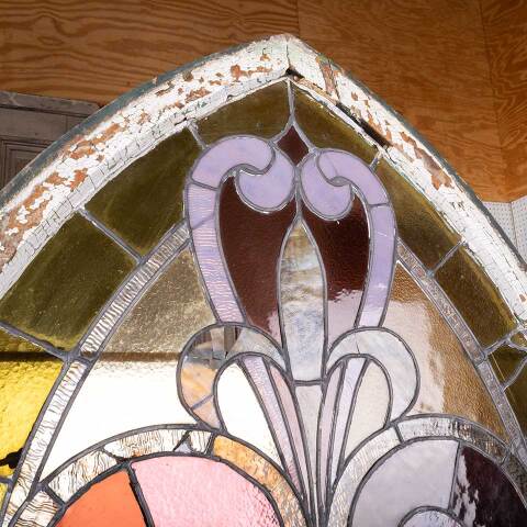 #48409 Antique Pointed Arch Stained Glass Window image 8