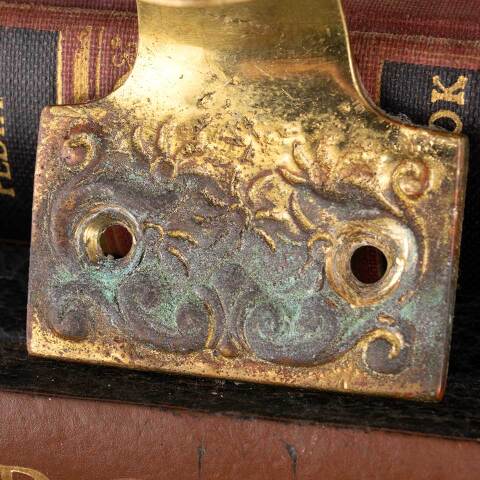 #48417 Salvaged Ornate Brass Window Sash Lift image 4