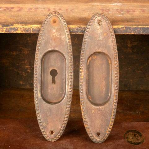 #48519 Antique Oval Pocket Door Pull Handles image 2