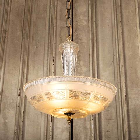 #48559 Salvaged Vintage Pressed Glass Chandelier image 4