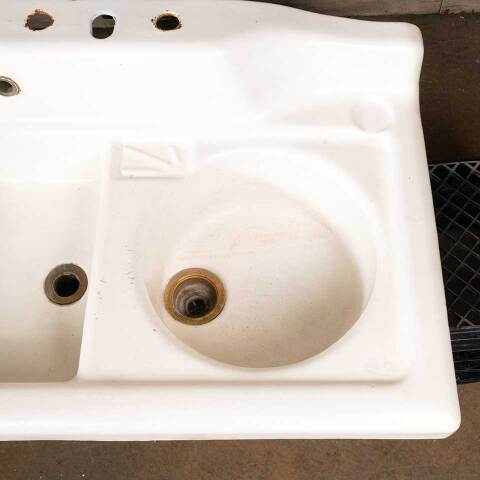 #48573 Antique Cast Iron Porcelain Enameled Sink image 5