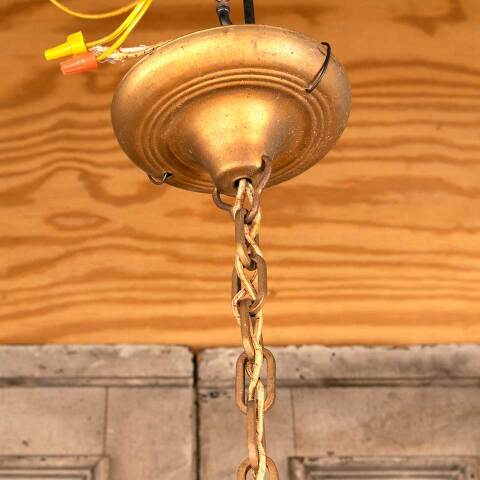 #48580 Vintage Glass Chandelier 3 Bulb Light Fixture image 5