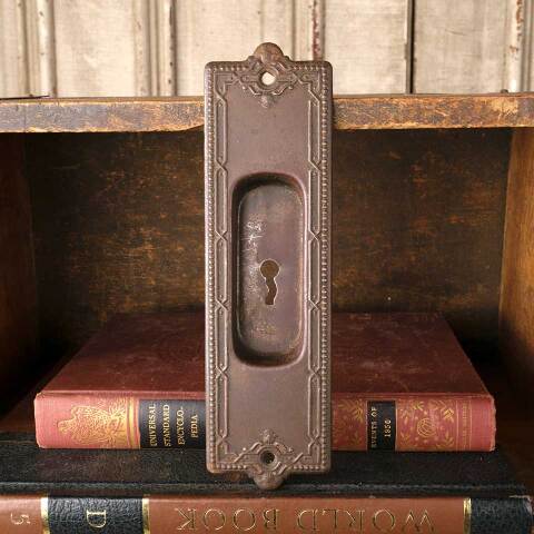 #48614 Antique Metal Pocket Door Pull Hardware image 2