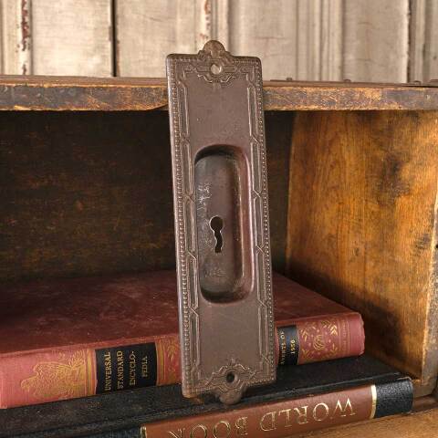 #48614 Antique Metal Pocket Door Pull Hardware image 5