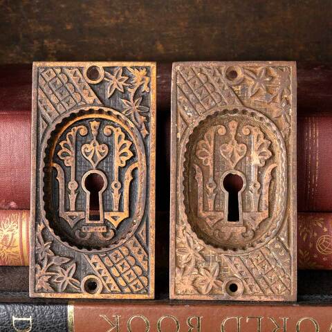 #48618 Antique Victorian Pocket Door Hardware Pulls image 2