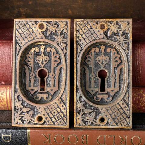 #48619 Antique Victorian Bronze Pocket Door Pulls image 2