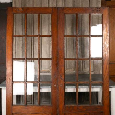 #48678 60x79 Antique Oak 12 Lite French Doors image 4