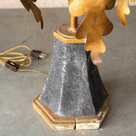 #48972 Vintage Lamp with Metal Flowers image 2