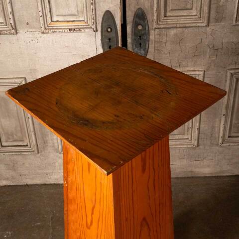 #49018 Large Antique Pine Wood Tapered Pedestal image 3
