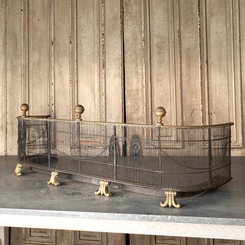 #49039 Antique Brass & Iron Footed Fireplace Fender image 5