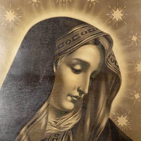 #49051 Antique The Madonna Virgin Mary Print image 5