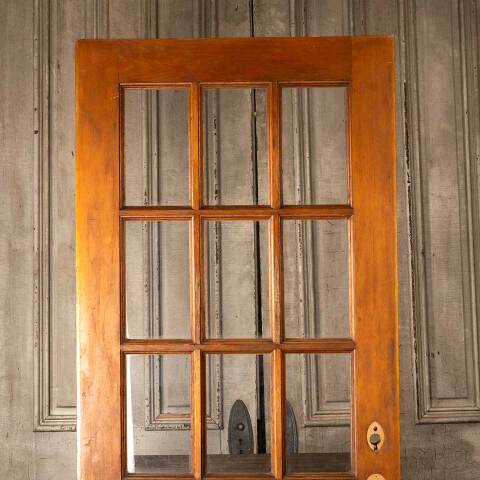 #49110 32x79 Antique 15 Lite Pine French Door image 2