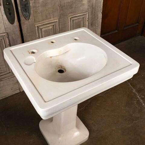 #49162 Antique Porcelain Bathroom Pedestal Sink image 2