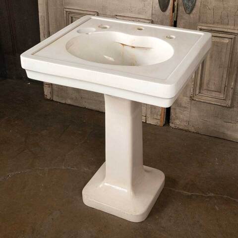 #49162 Antique Porcelain Bathroom Pedestal Sink image 6