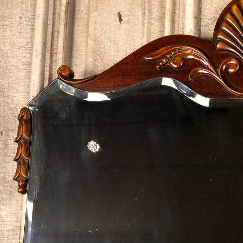 #49273 Antique Wood Pediment Beveled Glass Mirror image 2