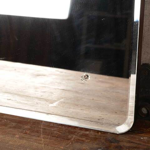 #49273 Antique Wood Pediment Beveled Glass Mirror image 5