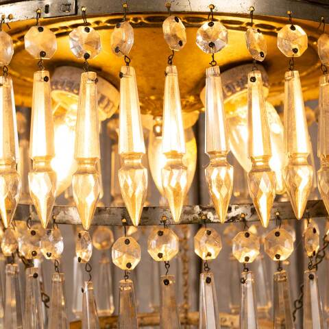 #49275 Vintage 3 Light Tiered Glass Prism Chandelier image 4