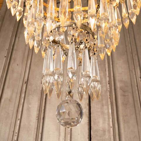 #49275 Vintage 3 Light Tiered Glass Prism Chandelier image 3