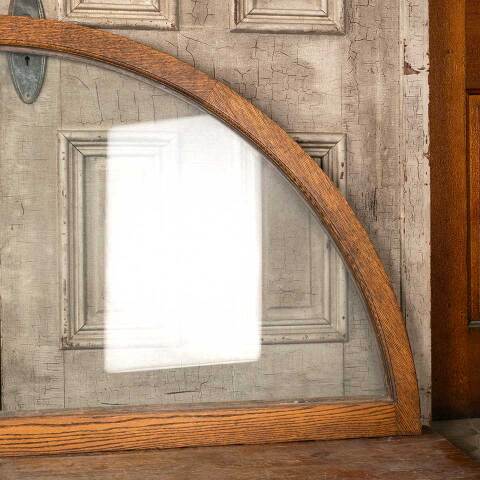 #49277 Antique Arched Oak Transom Window Sash image 7