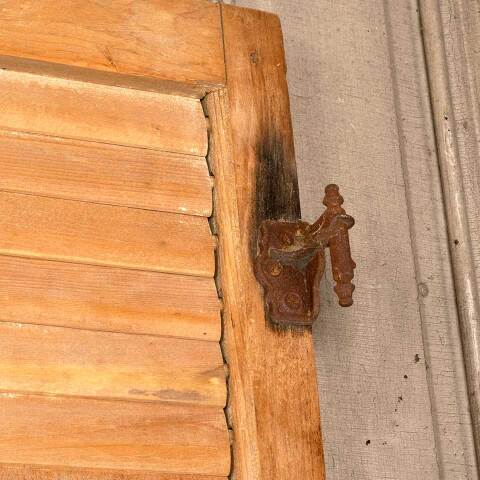 #49283 Antique Louvered Exterior Wood Shutter image 5