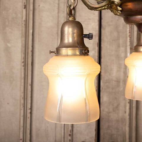 #49307 Antique 3 Bulb Chandelier Light Fixture image 2