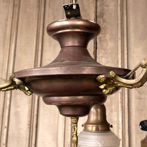 #49307 Antique 3 Bulb Chandelier Light Fixture image 6