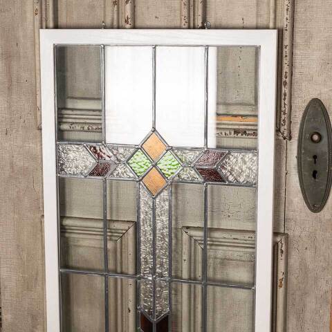 #49354 Antique Stained Leaded Glass Window image 6