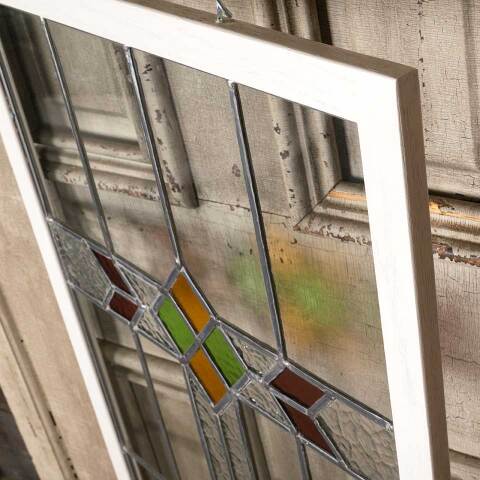 #49354 Antique Stained Leaded Glass Window image 7