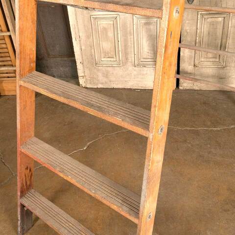 #49416 Vintage 9 Rung Wood A-Frame Step Ladder image 4