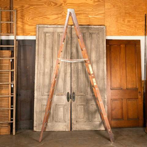 #49416 Vintage 9 Rung Wood A-Frame Step Ladder image 5