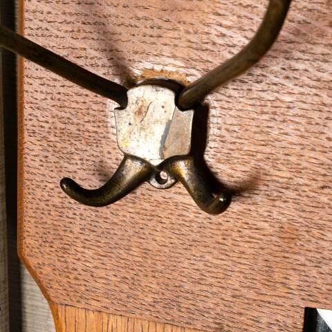 #49449 Antique Oak Framed Beveled Glass Mirror image 2