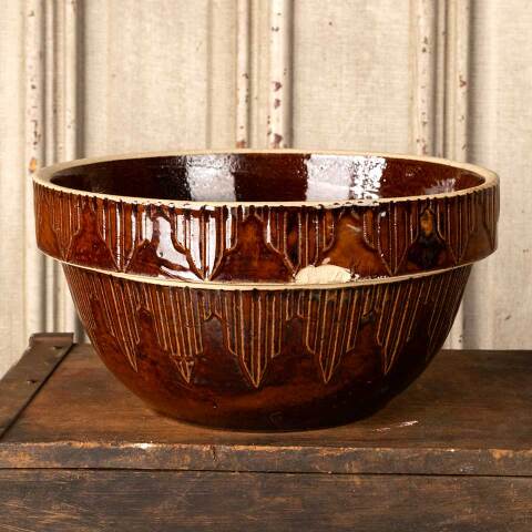 #49465 Antique Salt Glazed Stoneware Dough Bowl image 3