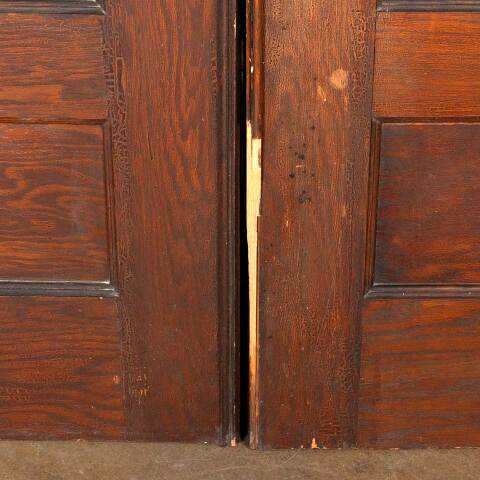 #49510 61x83 Antique 6 Panel Oak Pocket Doors image 4