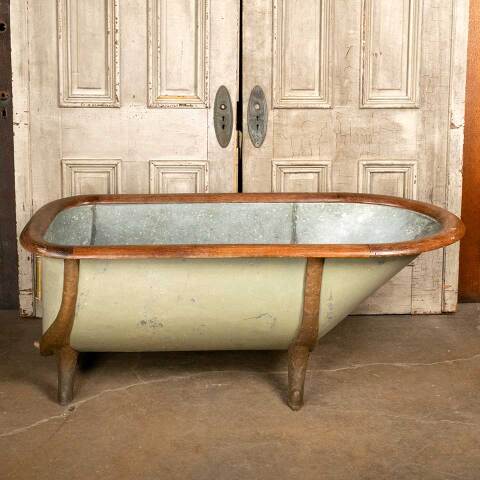 #49518 29x59 Antique Oak Rimmed Metal Bathtub image 7