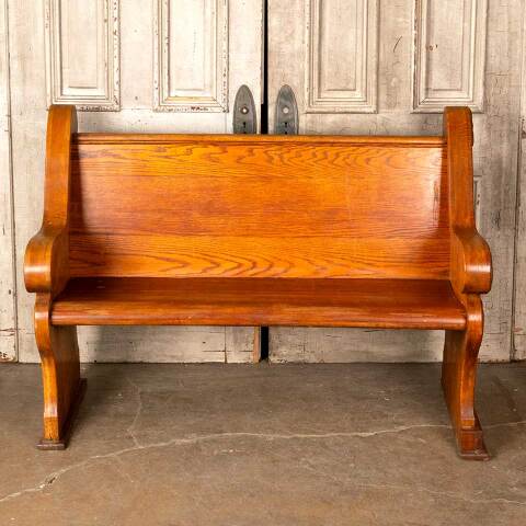 #49519 Antique Solid Wood Church Pew Bench image 2