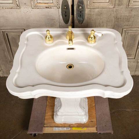 #49525 Antique Porcelain Bathroom Pedestal Sink image 2