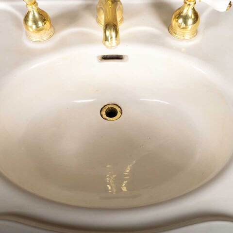 #49525 Antique Porcelain Bathroom Pedestal Sink image 5