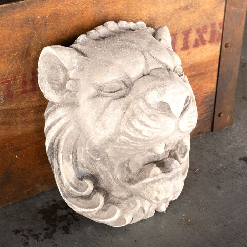 #49542 Plaster Lion Head Relief Plaque Ornament image 2