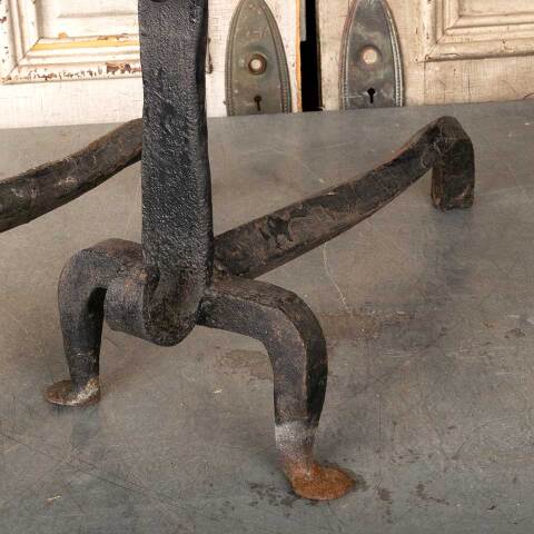 #49623 Antique Wrought Iron Fireplace Andirons image 6