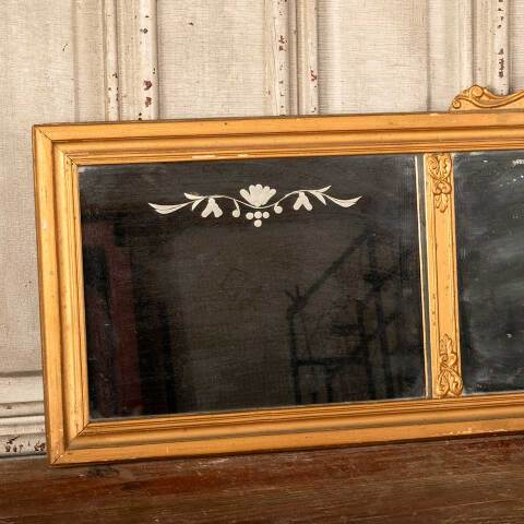 #49654 Antique 3 Pane Etched Buffet Mirror image 2