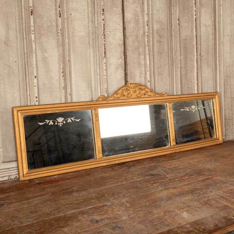 #49654 Antique 3 Pane Etched Buffet Mirror image 7