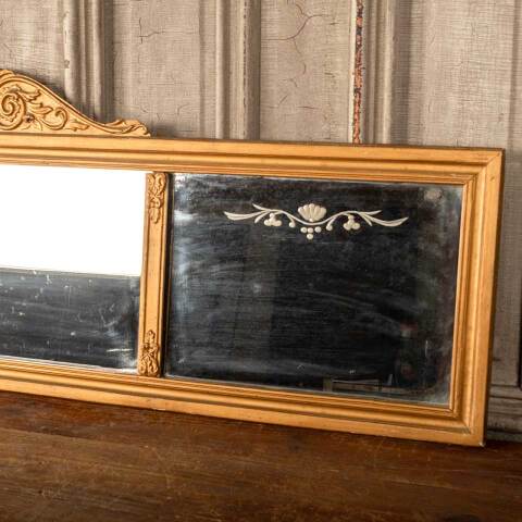 #49654 Antique 3 Pane Etched Buffet Mirror image 4