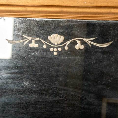 #49654 Antique 3 Pane Etched Buffet Mirror image 5