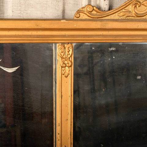 #49654 Antique 3 Pane Etched Buffet Mirror image 6